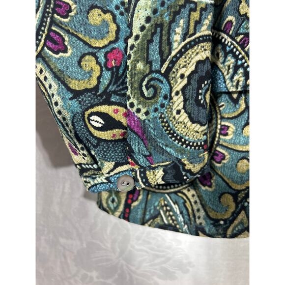 J Jill Top Medium Brown Magenta Paisley Layered - Picture 2 of 10